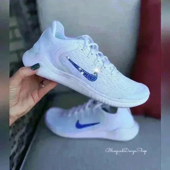 Nike Shoes - Bling Nike Women's Rn 2018 Sneakers Customized with Blue Crystals